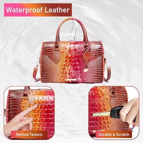 Image of Makcr Joacbv Top-Handle Crocodile Purses For Women Crossbody Leather Bags Trendy Large Capacity Tote with Shoulder Strap