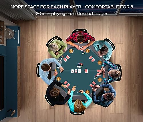 ZivPlay Folding Poker Table Foldable Poker Table 8 Player Portable Octagon Casino Table with Collapsible Legs Cup Holders Cushioned Edges for Blackjack Card Game and Texas Holdem Poker 48 Inch - Thumbnail 3