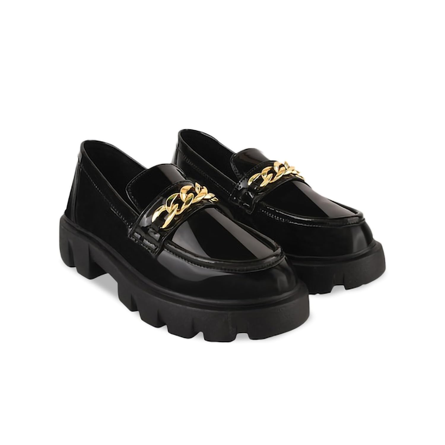 franino paris Smart Casual Chain Detailed Loafers for Women Black-picture-16