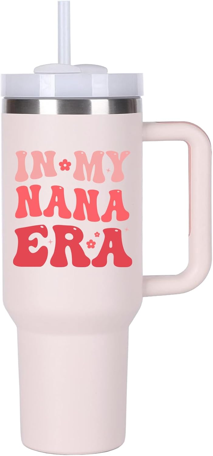 momocici Nana Gifts Ideas for Grandma.40 oz In My Nana Era Tumbler with Handle.40 oz Birthday Christmas Mothers Day Cups Tumbler Gifts for na na.