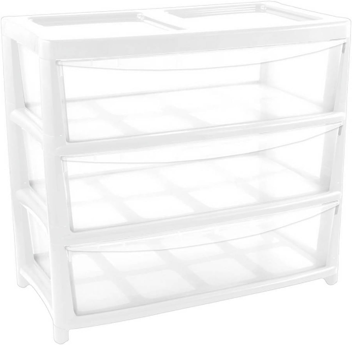 PD - 3 Tier White/Clear Jumbo Chest Storage Drawers Unit Modular Plastic Organiser Tower for Home Office Bedroom Closet Nursery Dorm Room Organisation Heavy Duty Storage Solution