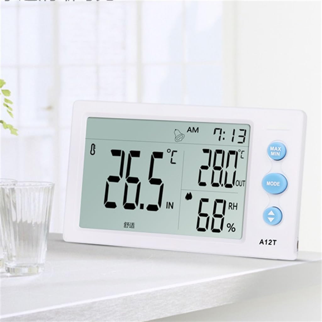 JFDBGU Misuratore Digitale di Temperatura e umidità a Grande Schermo Termometro elettronico for Interni Domestici Igrometro for Esterni