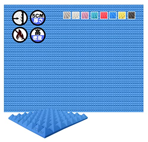 Arrowzoom スーパーダッシュ 新ピラミッド しい 48 ピース 防音 遮音 密度26㎏/m3 作品 吸音材 楽器 緩衝材 防音材 音響泡断熱治療 消音 超強力 騒音 スタジオ 吸音材質 室内装飾 防音対策 500 x 500 x 50 mm 縮状態出荷 スタジオレコーディング タイルパネルウェッジサ SD1034 Pyramid SD1034 青