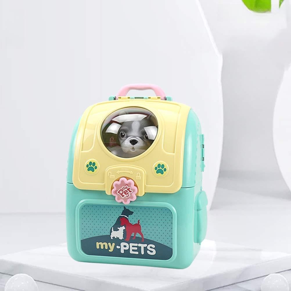 Transforming Pet Room Bag Playhouse Set, Grooming Kit, Role Play Toy Set (Sky Blue)