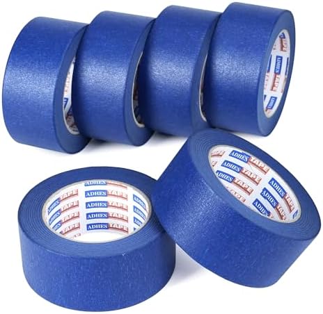 ADHES Blue Painters Tape,Blue Tape,Masking Tape for Painting,Paint Tape,no Residue Outdoor,UV Anti, 0.94 inch x 60 Yard, 6ROLLS