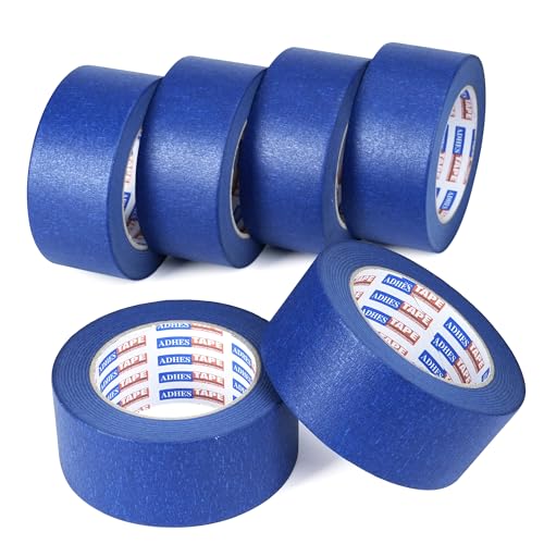 Image of ADHES Blue Painters Tape 2 inches Wide, Masking Tape for Painting, 6 Rolls x 2 Inches x 55 Yards, Paint Tape No Residue Outdoor Anti UV Multi Surface Use, Total 330 Yards