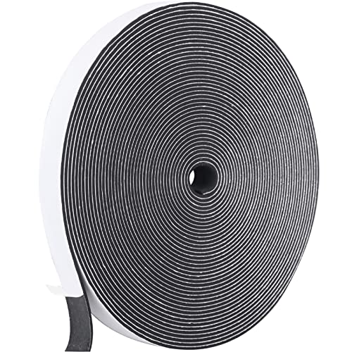 Kapoosy Foam Tape Gap Sealing 1/2 Inch W X 1/16 Inch T Window Door Draught Excluder Weather Stripping Insulation System Tape For Window And Door Frame, Total Length 33 Feet (1 Roll) #TOP29