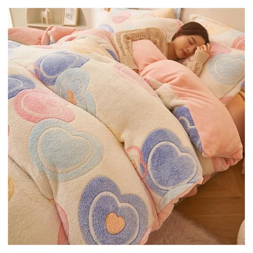 LJKAIML Duvet Cover Cartoon Jacquard Snowflake Velvet Duvet Cover Cute