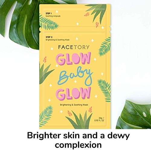 FACETORY Glow Baby Glow 한국 페이스 마스크 + 나이아신아미드 세럼, 5팩 — 사진 5
