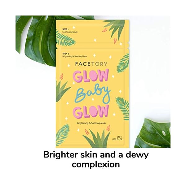 FaceTory-Glow-Baby-Glow-Niacinamide-and-Cica-Brightening-Sheet-Mask-Brightening-Calming-and-Moisturizing-Pack-of-5 FACETORY K Beauty Face Mask Skin Care - Glow Baby Glow 2-Step Sheet Mask with Niacinamide & Aloe + Calming Ampoule | Hydrates, Glowing Skin (5 Pack)