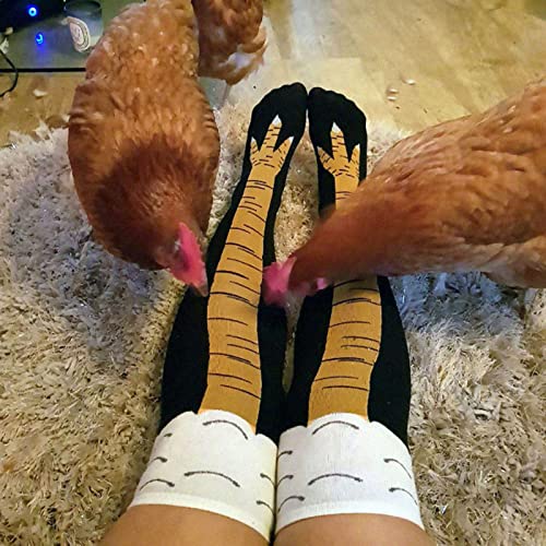Fonzci 3 pares de meias de pernas de galinha, divertidas e malucas, meias para mulheres e homens, Pr
