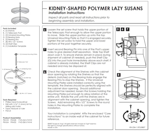 KV Lazy Susan Kidney Shaped 2 Polymer Shelves 24" (Set) White by Knape & Vogt - Image 3