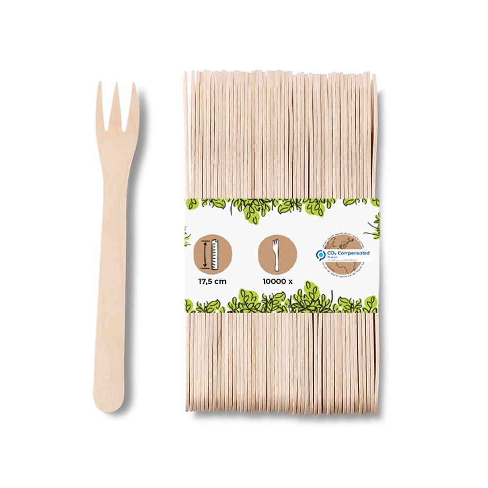 BIOZOYG Forchette di Legno per Patatine Fritte Posate Ecologiche Forchette Compostabili di Legno Duro natura I Forchetta Legno Snack Currywurst Stuzzichino Spiedini Festa I 10000 Forchettine 17,5cm