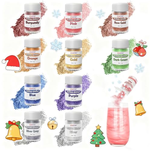 Edible Glitter for Cocktails, 10 Colors Easter Decorations Luster Dust