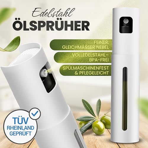 Leisure Life® | NEU: Premium Ölsprüher 2.0 – Volledelstahl 100 ml | UV-Schutz, BPA-frei, spülmaschinenfest | gleichmäßiger Sprühnebel… – Ansicht 3