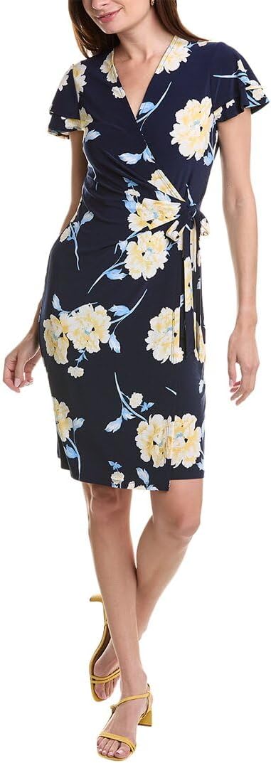Anne Klein Women's Flutter Sleeve Wrap Dress