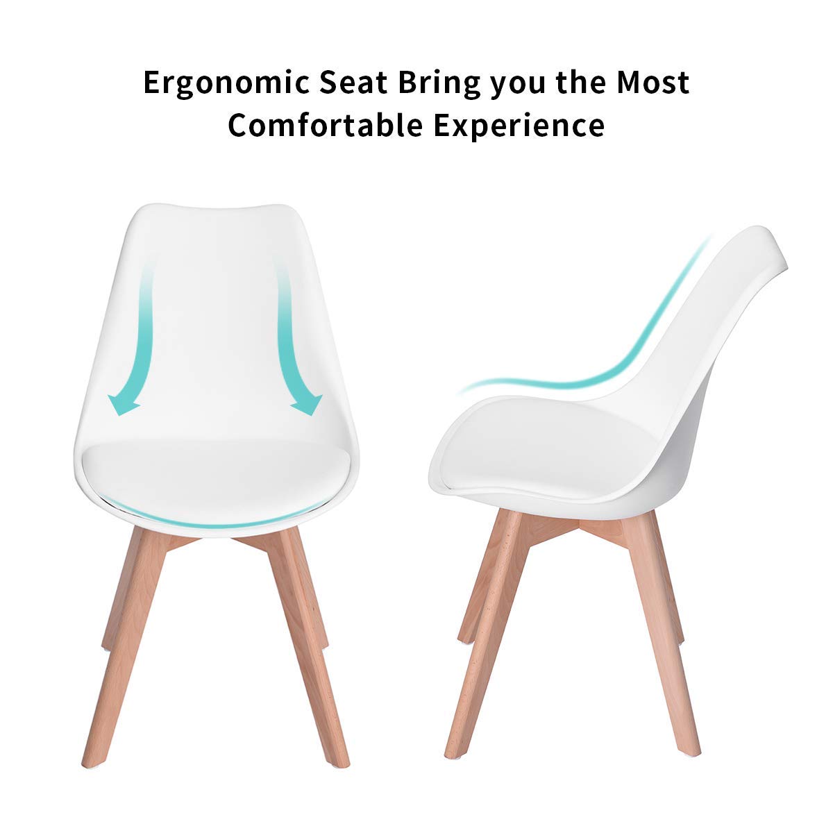 DORAFAIR Ensemble Table Ronde 80 * 80cm et 4 Chaises Scandinaves Blanches pour Salle à Manger
