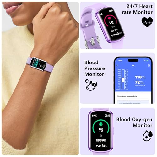 Image of Health Fitness Tracker, Smart Watch with 24 /7 Heart Rate, Activity Tracker with Blood Pressure and Blood Oxygen Monitor, 120 Sport Mode Waterproof Sleep Tracker for Women Men