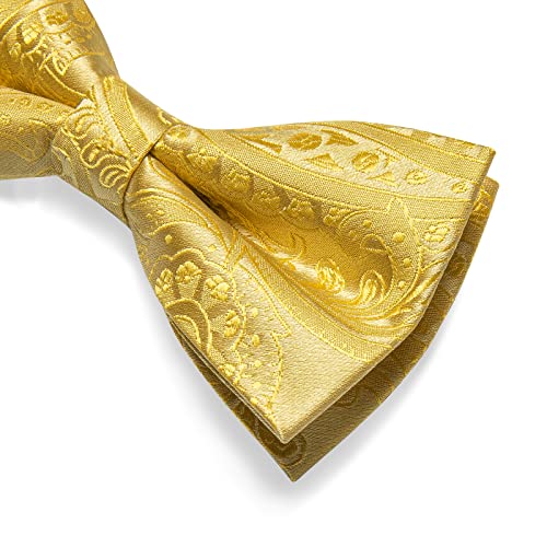 Image of DiBanGu Pre-Tied Bow Ties for Men Silk Adjustable Tuxedo Bowties Pocket Square Cufflinks Set with Lapel Pin Jacquard Woven
