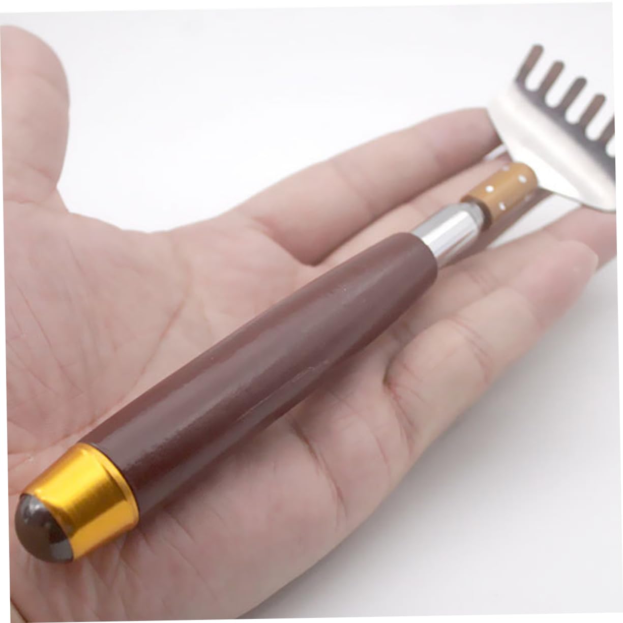 2 piezas de rascador de espalda elástico, rascador de espalda de mano, herramienta raspadora, rascador de acero inoxidable, herramientas para hombres, masajeador de cosquillas, hombre de madera