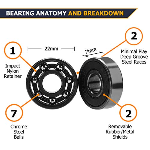 image for Black Flash 608RS Skateboard Bearings ABEC 11 Chrome Steel Ball Bearin