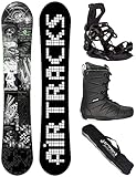 Airtracks Herren Snowboard Set Freestyle Freeride Board Pixel Bomb Wide 148 - Softbindung Master - Softboots Master QL 40 - SB Bag