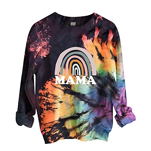 Damenmode Sweatshirt Langarm Pullover Reverse Casual Rainbow Hoodie Kapuzenpullover Pulli Longsleeve Tops Tshirt Oberteile Lässige Langarmshirt Block Bluse Shirt Elegant Sexy Oberteil Tunika Shirts Cover