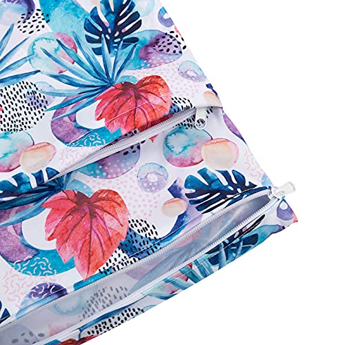 Image of Babygoal Wet Dry Bags for Baby Cloth Diapers, Washable Travel Bags, Beach, Pool, Gym Bag for Swimsuits & Wet Clothes with Two Zippered Pockets 3 Pack, 3LN18