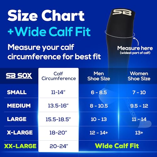 SB SOX Compression Socks for Men & Women (20-30mmHg) – Best Compression Socks for Flying, Medical, Sports, Wide Calf Fit, and Daily Wear (Gray/Black, Small) - Thumbnail 7