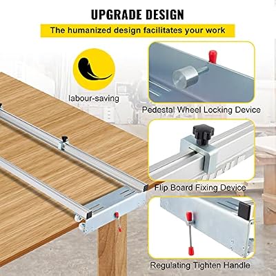 VEVOR Router Sled, 64 inches / 162.6cm Width, Slab Guide Jig for Woodworking with Locking Function, Portable and Easy to Adjust, Trimming Planing Machine for Wood Flattening, Home DIY
