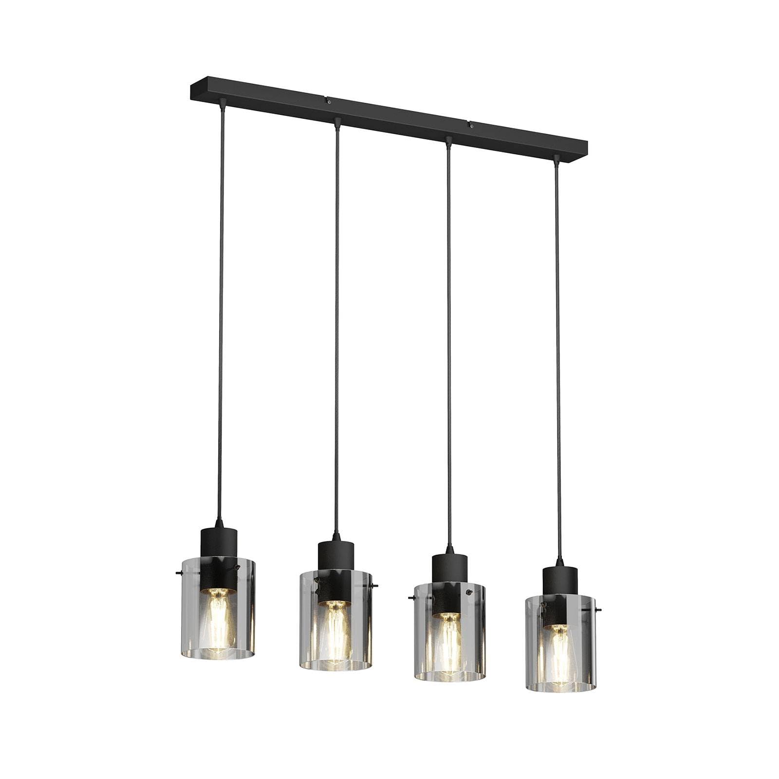 Lindby Esstisch Pendelleuchte Glas rauchgrau, Hängeleuchte Rauchglas Esszimmer 4x E27 ohne Leuchtmittel Hängelampe Wohnzimmer Esszimmerlampe