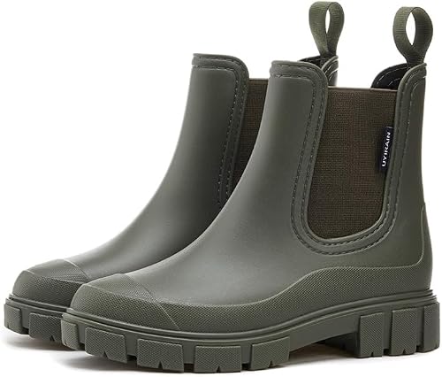starflare Damen Gummistiefel Kurz Wasserdicht Rutschfest Garten Boots | Damen Gummistiefel Wasserdicht Chelsea Ankle Boots Stiefeletten mit rutschfester Sohle für Outdoor Garten