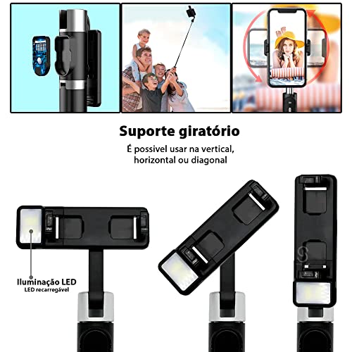 Bastão Pau De Selfie P60d Bluetooth Tripé C/ Led C/ Controle