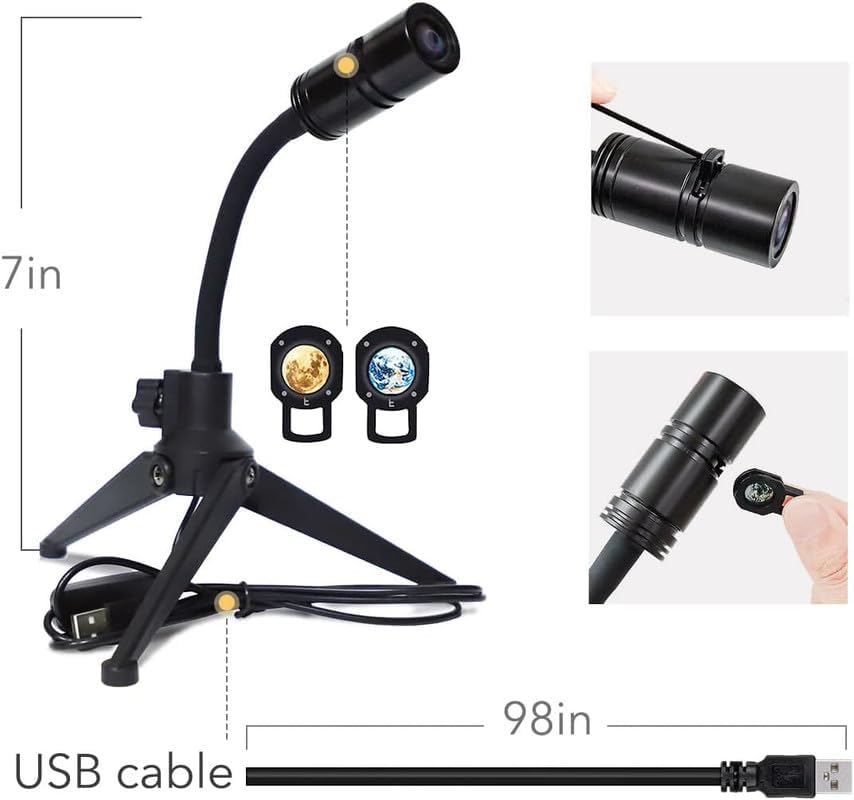 Image of Galaxy Projector Light with Tripod Stand, Earth and Moon Projection, USB Powered, Adjustable Angle, Space Theme Room Decor (Earth)