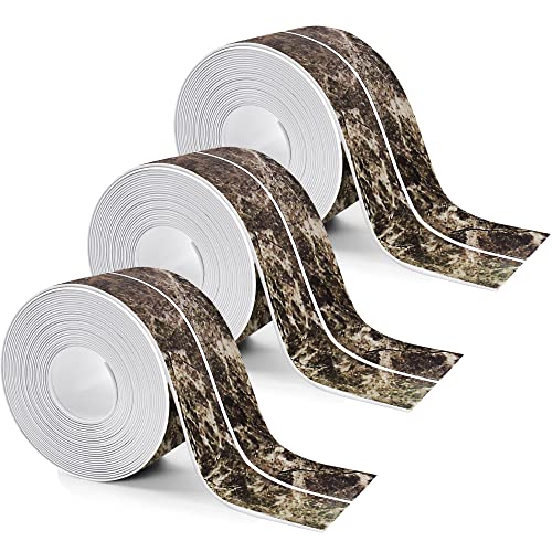 Image of 3 Rolls 10.5 Feet Caulk Tape Toilet Caulking Strip Self Adhesive Bathroom Sealing Peel and Stick Caulk Strip for Bathtub, 1.5 Inches (Brown Marble)