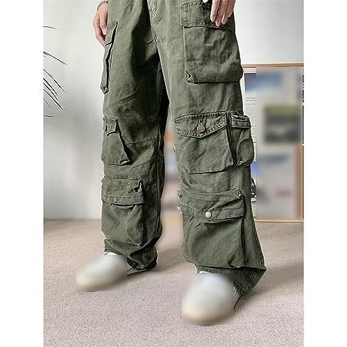 Mens Cargo Pants Multi-Pocket Overalls Men Casual Baggy Trousers Plus Size Straight Mopping Pants Spring Autumn3