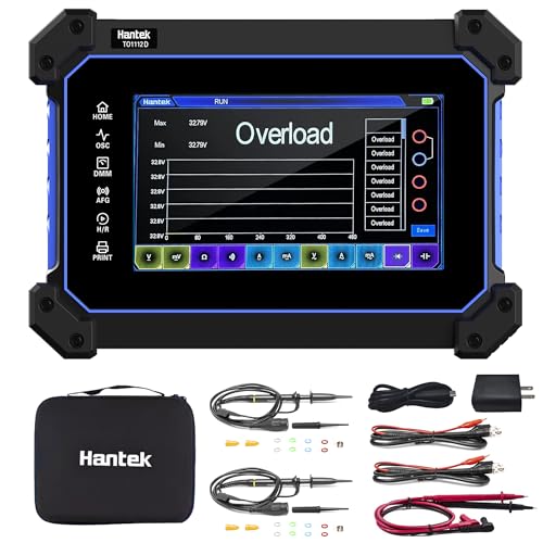 Image of Hantek Tablet Oscilloscope 2CH Digital Storage Oscilloscope Built-in Waveform Generator and Multimeter with 7 inch TFT Touch Screen(TO1112D /110MHz)