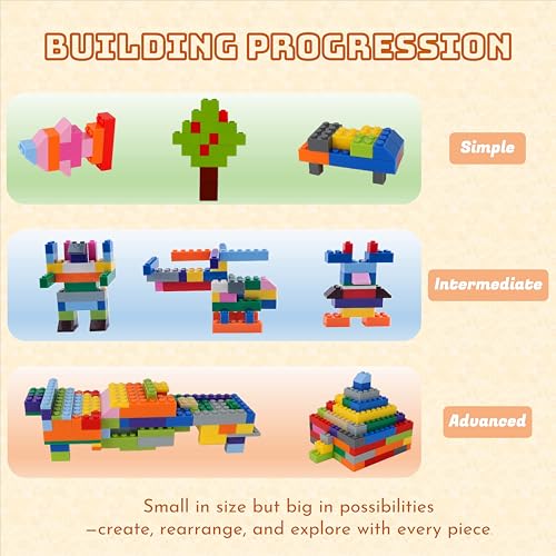 PUZSNAP 500 PCS Building Blocks Set, STEM Learning Toys Compatible with Major Brands, Creative Construction Bricks Gift for Kids, 15 Colors - Image 3