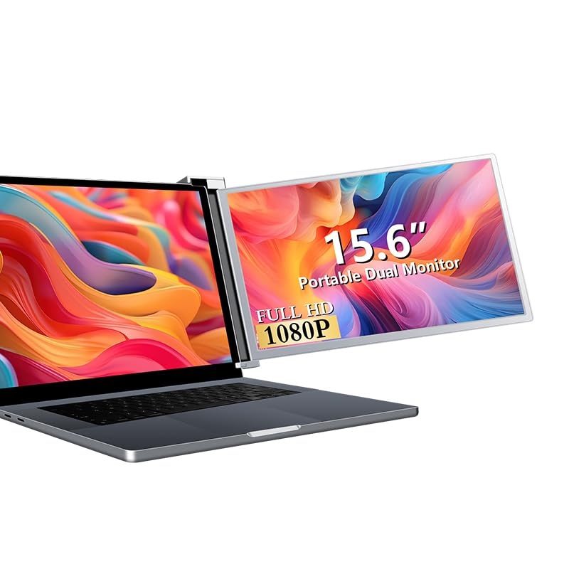 All Home Basics Monitor Portátil para Portátil, Extensor de Pantalla para Portátil de 15.6" FHD 1080P IPS 300nit Doble Pantalla, Funciona con Mac Windows Android Chrome Linux, Altavoces Incorporados