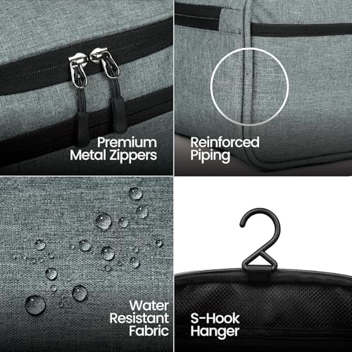 Image of FATMUG Large Toiletry Organizer Dopp Kit Washbag for Men, Cosmetics Pouch for Women- Light Grey