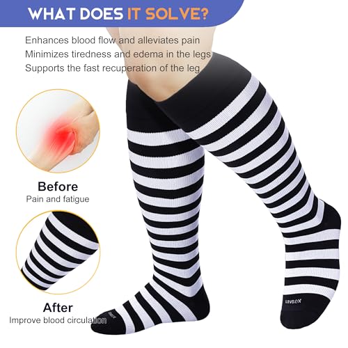Image of LEVSOX Plus Size Compression Socks for Women Men Wide Calf Extra Large 15-20 mmHg Knee High Sock for Nurses Pregnant Travel