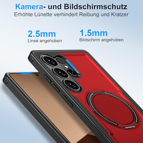 Coque Samsung S26 Ultra MagSafe avec support anneau 360 en TPU et polycarbonate antichoc