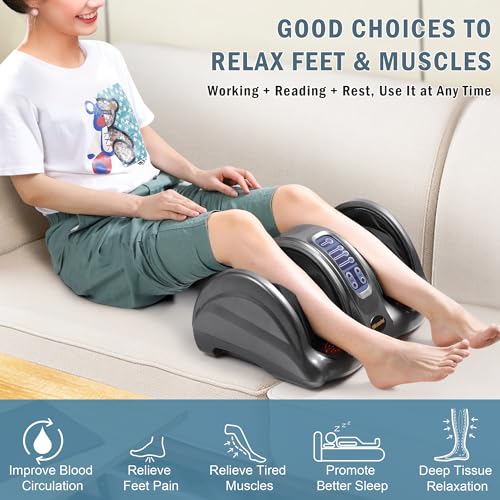 Image of H&B Luxuries Shiatsu Foot Massager Machine with Remote Controller, Kneading and Rolling Home Massagers for Feet, Ankle, Calf, Leg, Ideal for Men, Women, Father, Mom Parents and The Elderly, Gray