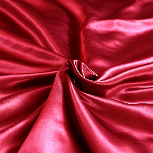 Thxsilk Silk Sheet Set 4 Pcs, 7A+ Silk Bed Sheets, Luxury Bedding Sets -Ultra Soft, Durable-100% Top Grade Mulberry Silk, King Size, Red #TOP4