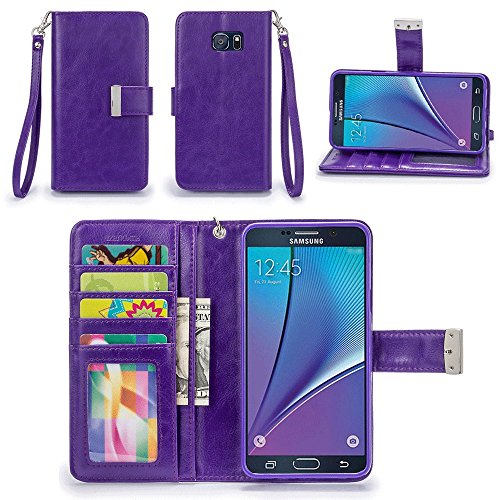 Galaxy Note 5 Case, IZENGATE [Classic Series] Wallet Case Premium PU Leather Flip Cover Folio with Stand for Samsung Galaxy Note 5 (Purple)