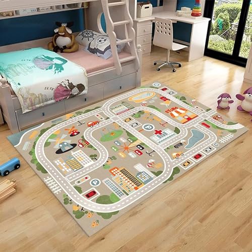 カーペット ラグ 道路 キッズ プレイマット ロードマップ 80*160cm 赤ちゃん 長方形 マット 防音 保温 防音マット キッズ 掃除簡単 洋室 知育玩具 かわいい 防音マット 道路男の子 地図マップ ふわふわ 低反発 出産祝い かわいい 春用 保育