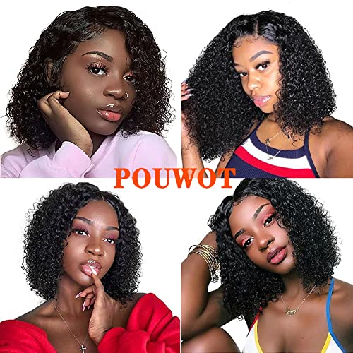 Bob Wig Human Hair 13X4 Deep Wave Lace Front Wigs Human Hair For Black Women Glueless Wigs Pre Plucked With Baby Hair 180% Density Short Deep Curly Frontal Bob Wigs Natural Hairline 12 Inch #TOP3