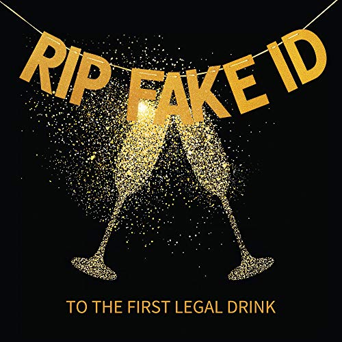 21St Birthday Decorations For Him Gold Glitter Rip Fake Id 21 Birthday Banner Backdrop Decorations For Her Funny 21St Birthday Party Favors 21St Birthday Gifts For Her #TOP5