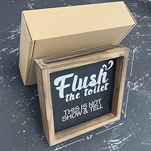 Bathroom Decor Funny Signs, Farmhouse Decor Kids Guest Master Half Bathroom Decor, Cute Toilet Restroom Rustic Wooden Frame Funny Sayings, Adornos Para Baños (6.3" * 6.3" * 1.6") Bathroom Decor Funny Signs Farmhouse Decor Kids Guest Master Half Bathroom Decor Cute Toilet Restroom Rustic Wooden Frame Funny Sayings Adornos Para Banos 63 63 16