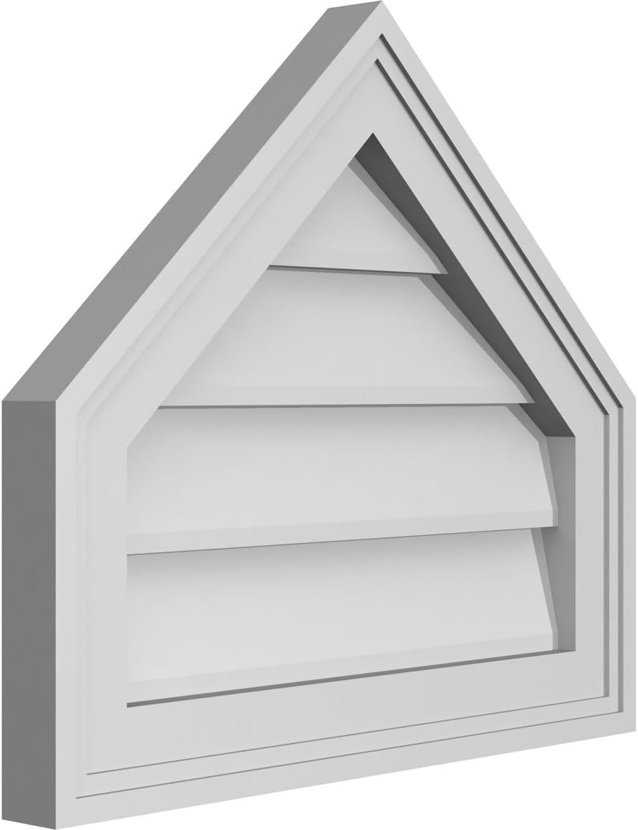 GVSPE18X1602SN-11 Peaked Top Brickmould Frame, Primed Tan Signature Series Surface Mount Gable Vents, 18-in. W x 16-in. H, Unfinished